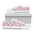 Pink Striped Ice Cream Pattern Print White Low Top Sneakers