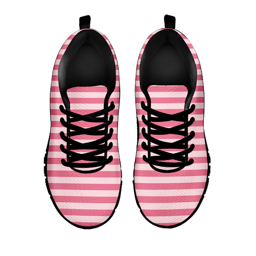 Pink Striped Pattern Print Black Running Shoes