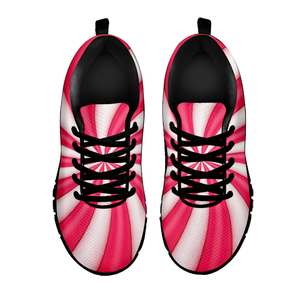 Pink Swirl Candy Print Black Running Shoes