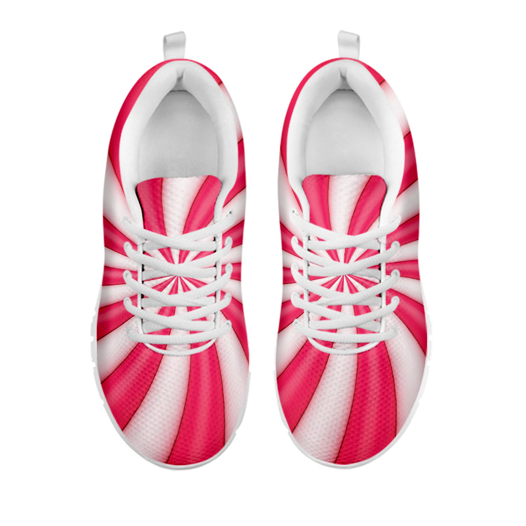 Pink Swirl Candy Print White Running Shoes