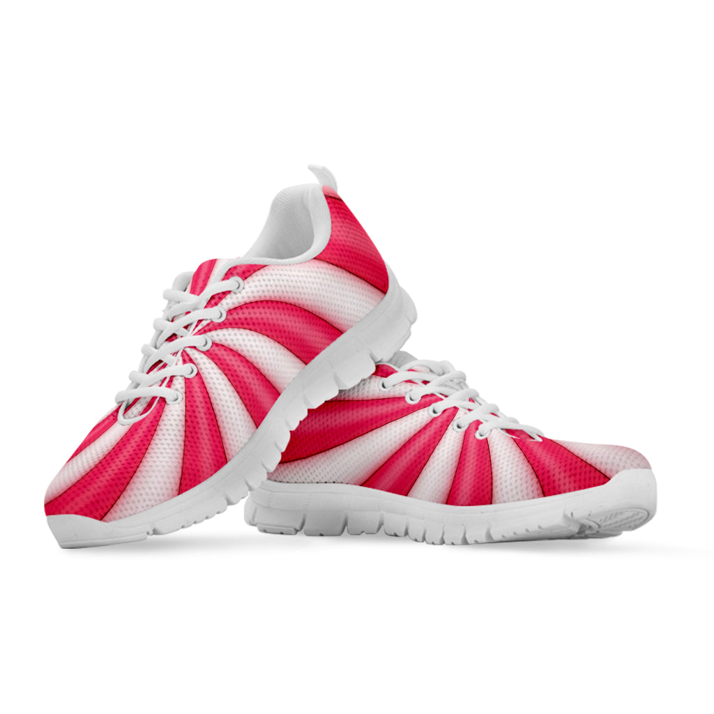 Pink Swirl Candy Print White Running Shoes