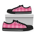 Pink Tartan Pattern Print Black Low Top Sneakers