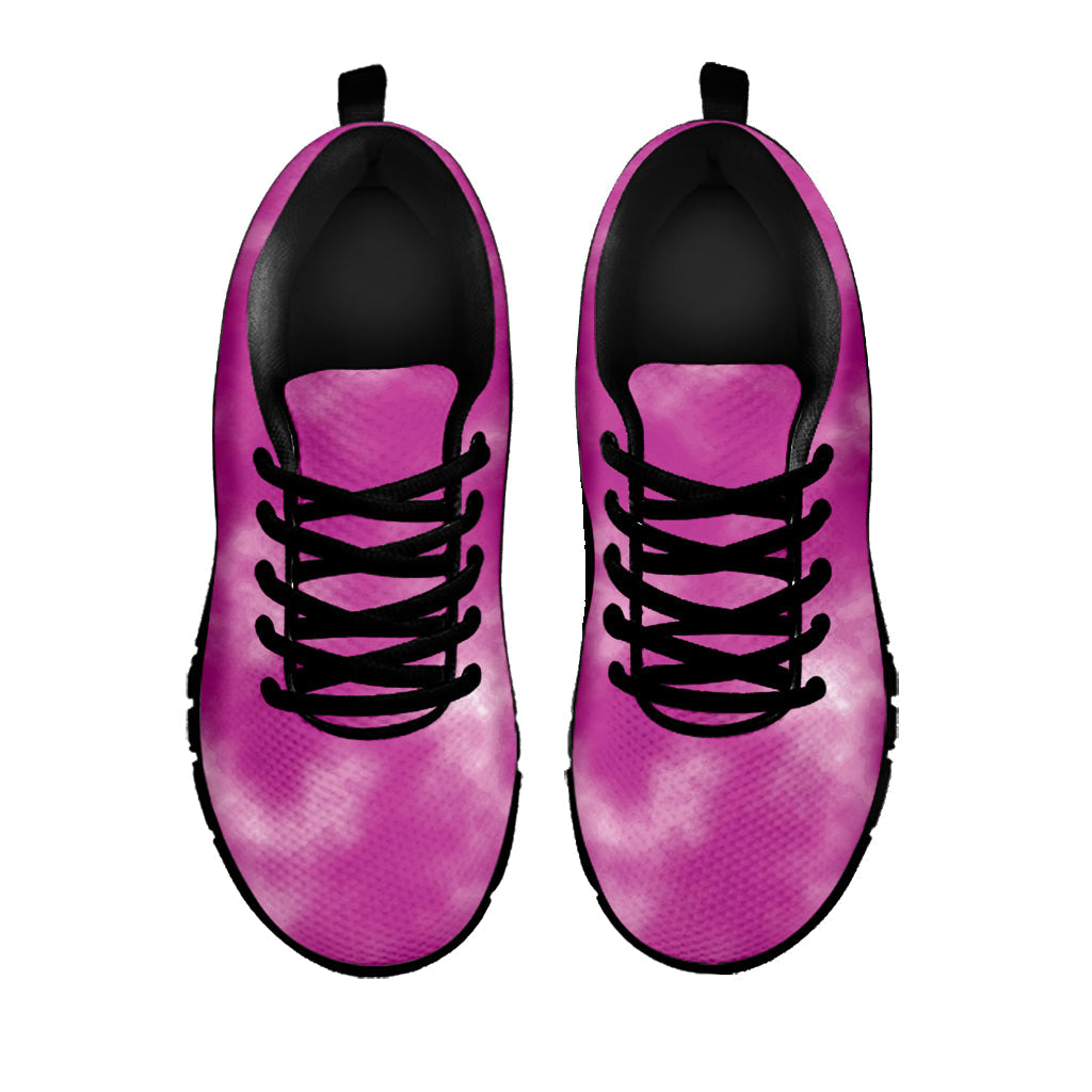 Pink Tie Dye Print Black Running Shoes
