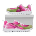 Pink Tulip Print White Running Shoes