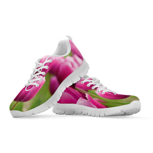 Pink Tulip Print White Running Shoes