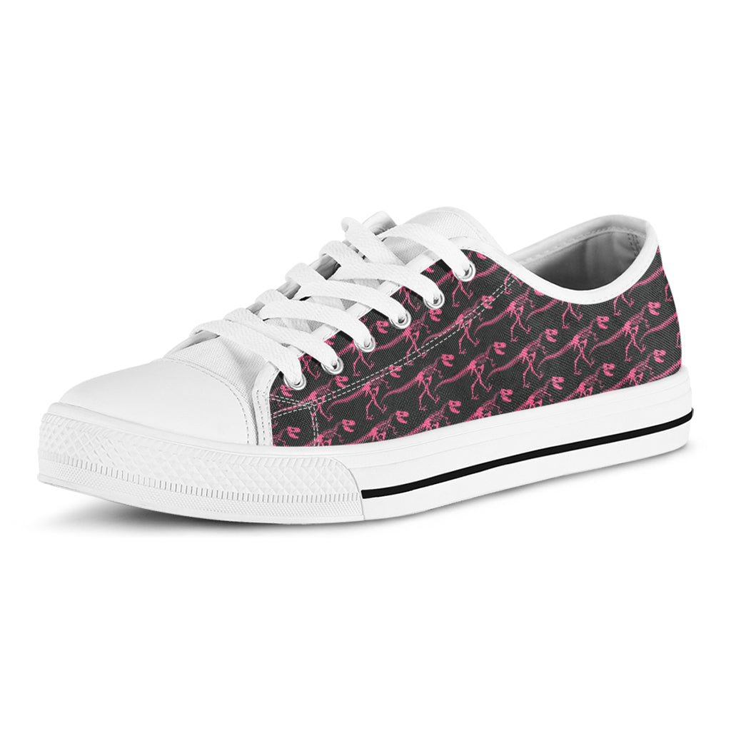 Pink Tyrannosaurus Fossil Pattern Print White Low Top Sneakers