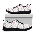 Pink White And Grey Chevron Print Black Running Shoes