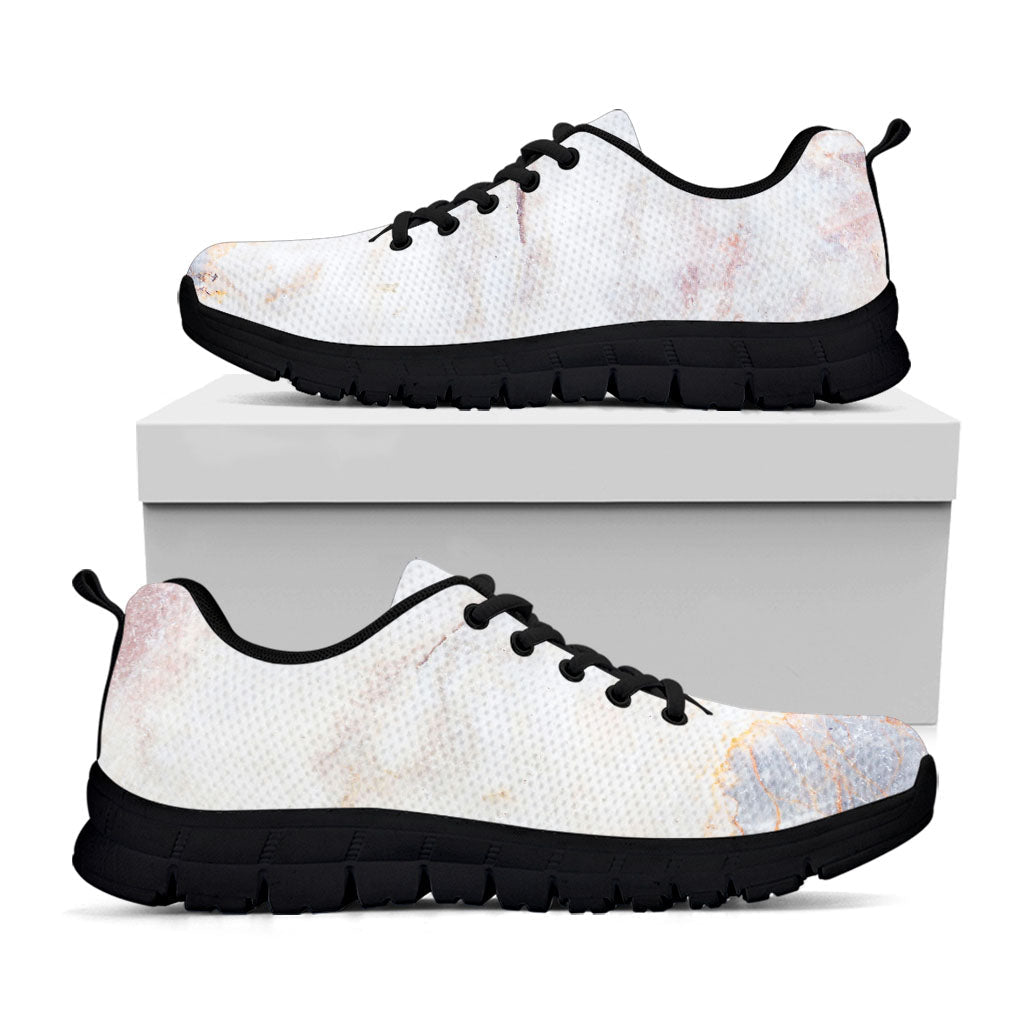 Pink White Grey Marble Print Black Running Shoes