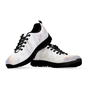 Pink White Grey Marble Print Black Running Shoes