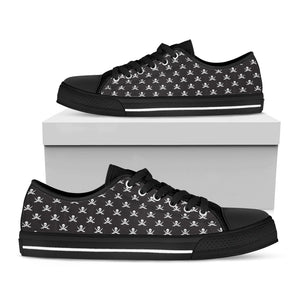 Pirate Skull Symbol Pattern Print Black Low Top Sneakers