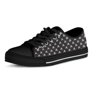Pirate Skull Symbol Pattern Print Black Low Top Sneakers