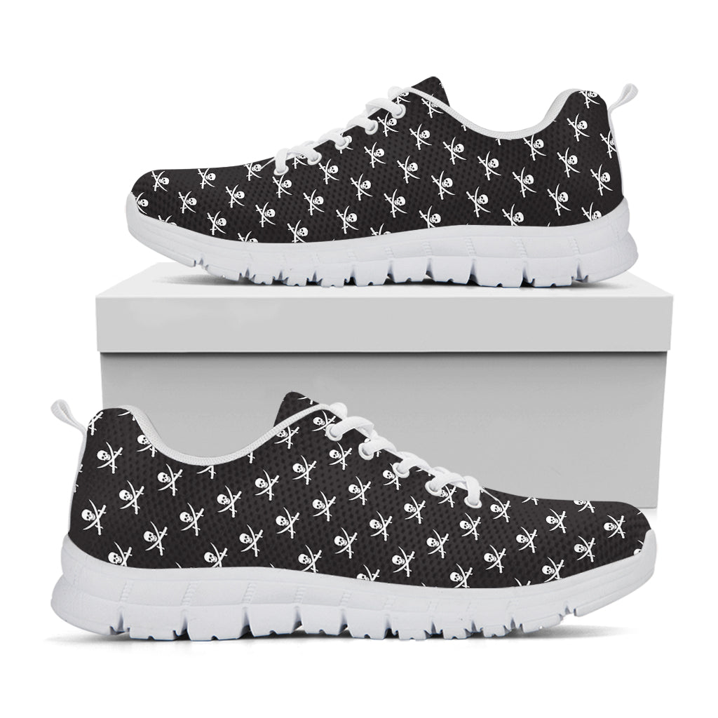 Pirate Skull Symbol Pattern Print White Running Shoes