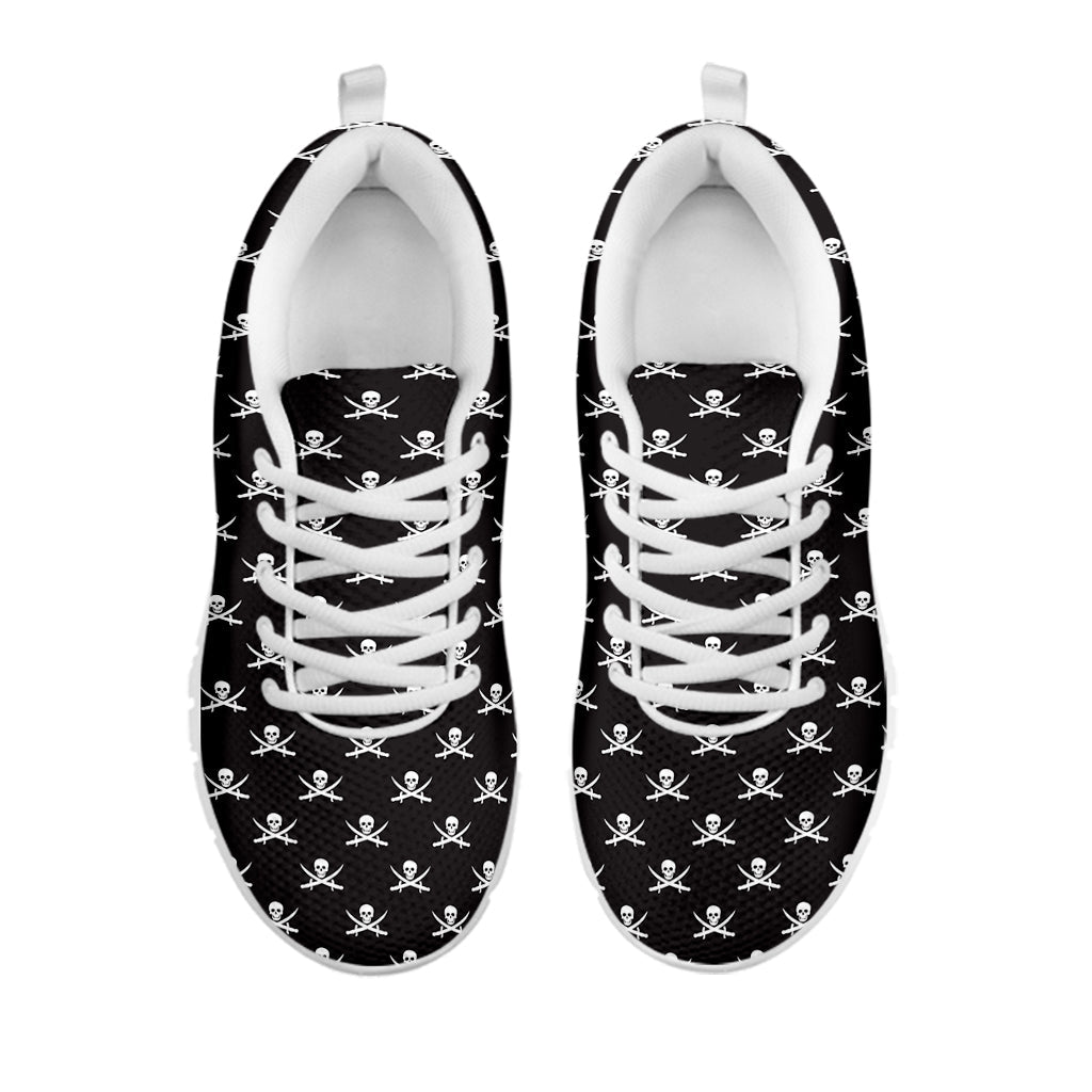 Pirate Skull Symbol Pattern Print White Running Shoes