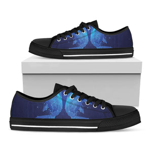 Pisces Horoscope Sign Print Black Low Top Sneakers
