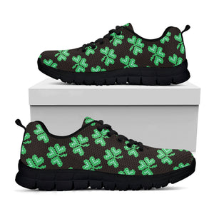 Pixel Clover St. Patrick's Day Print Black Running Shoes
