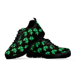 Pixel Clover St. Patrick's Day Print Black Running Shoes