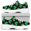 Pixel Clover St. Patrick's Day Print White Chunky Shoes