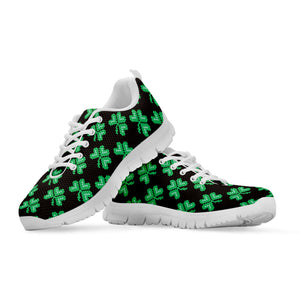Pixel Clover St. Patrick's Day Print White Running Shoes