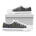 Pixel Ethnic Pattern Print White Low Top Sneakers