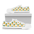 Pixel Pineapple Pattern Print White Low Top Sneakers