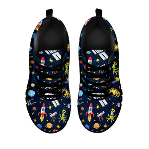 Pixel Space Pattern Print Black Running Shoes