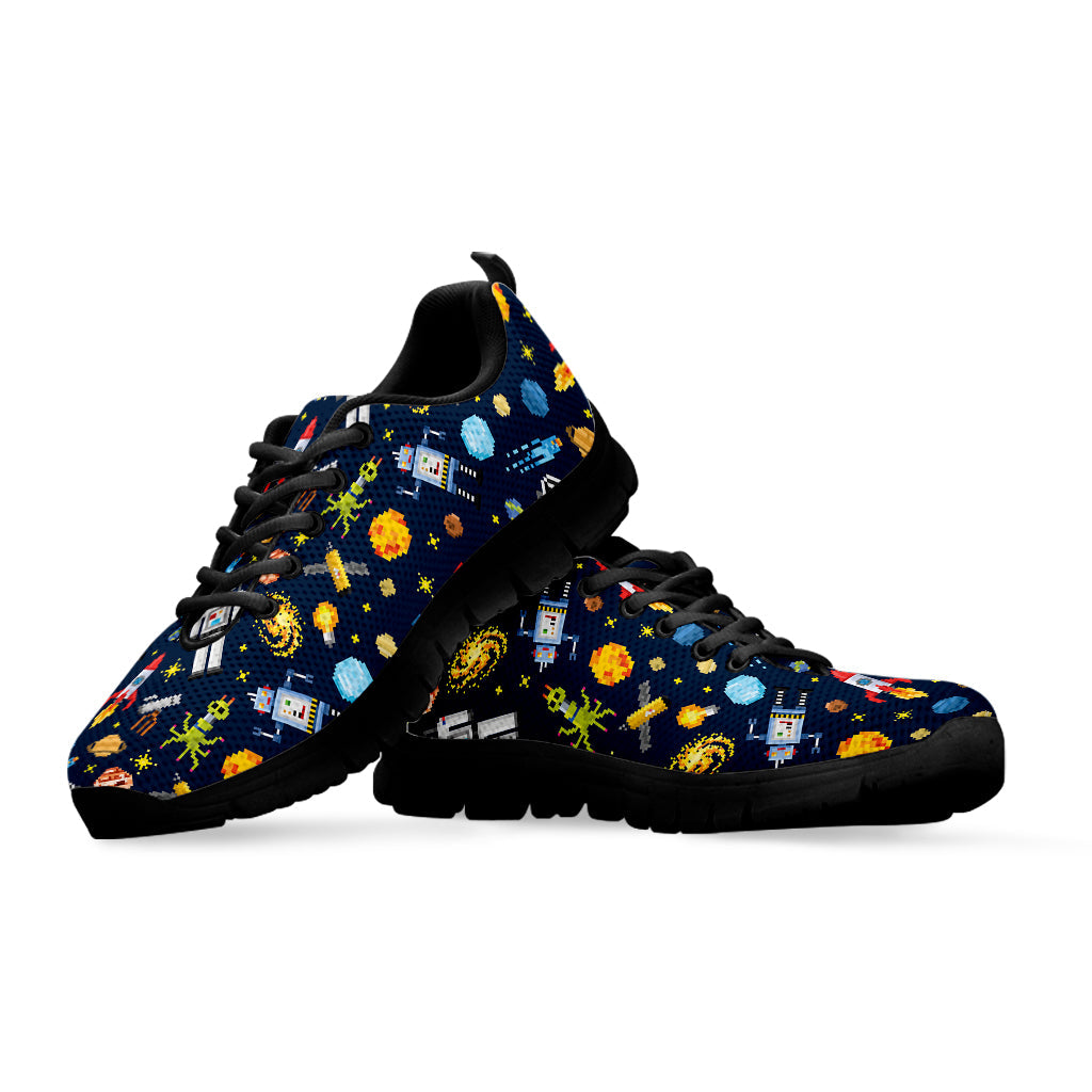 Pixel Space Pattern Print Black Running Shoes