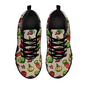 Pixel Vegetables Pattern Print Black Running Shoes