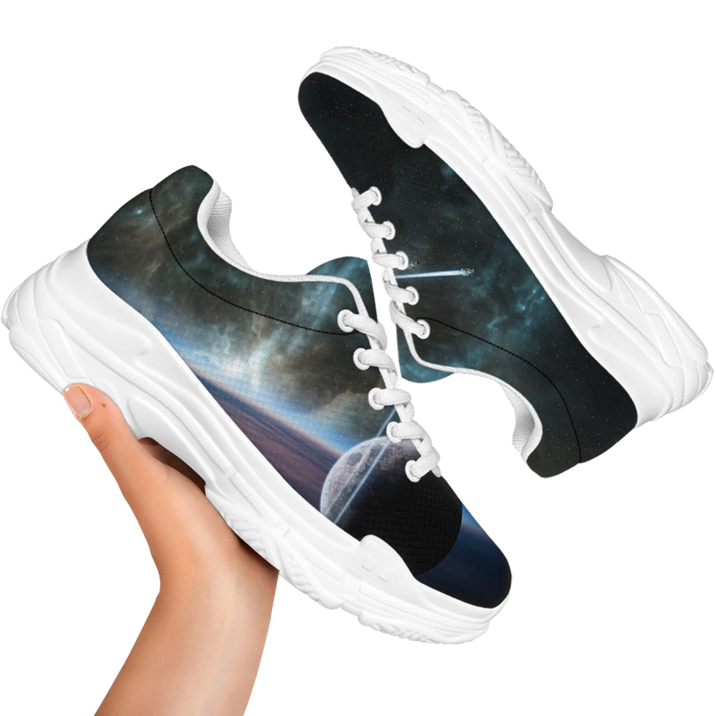 Planet And Space Print White Chunky Shoes