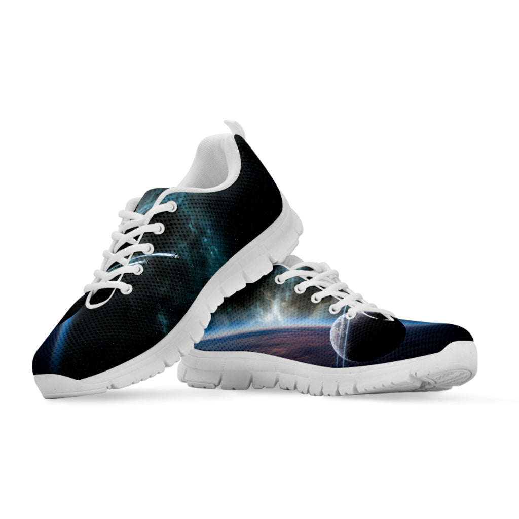 Planet And Space Print White Running Shoes