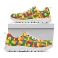 Plastic Building Blocks Pattern Print White Running Shoes