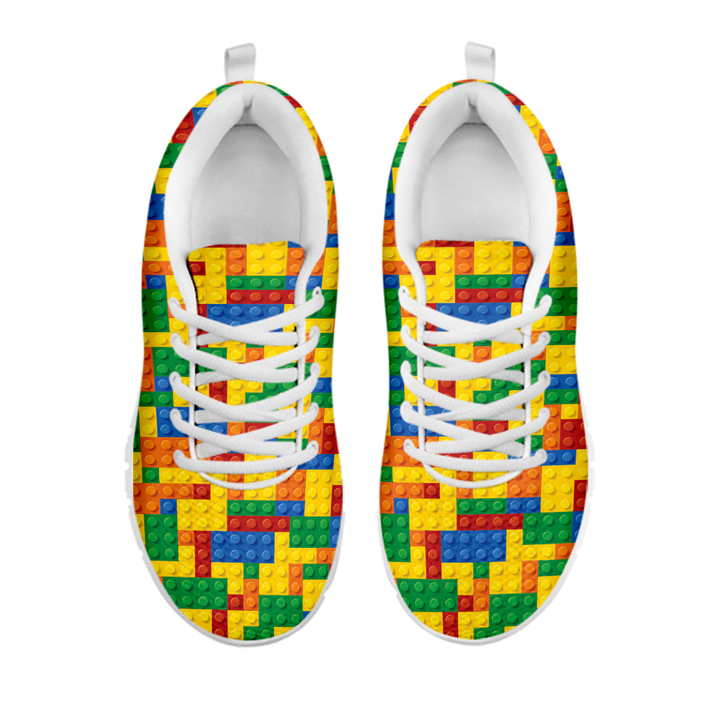 Plastic Building Blocks Pattern Print White Running Shoes