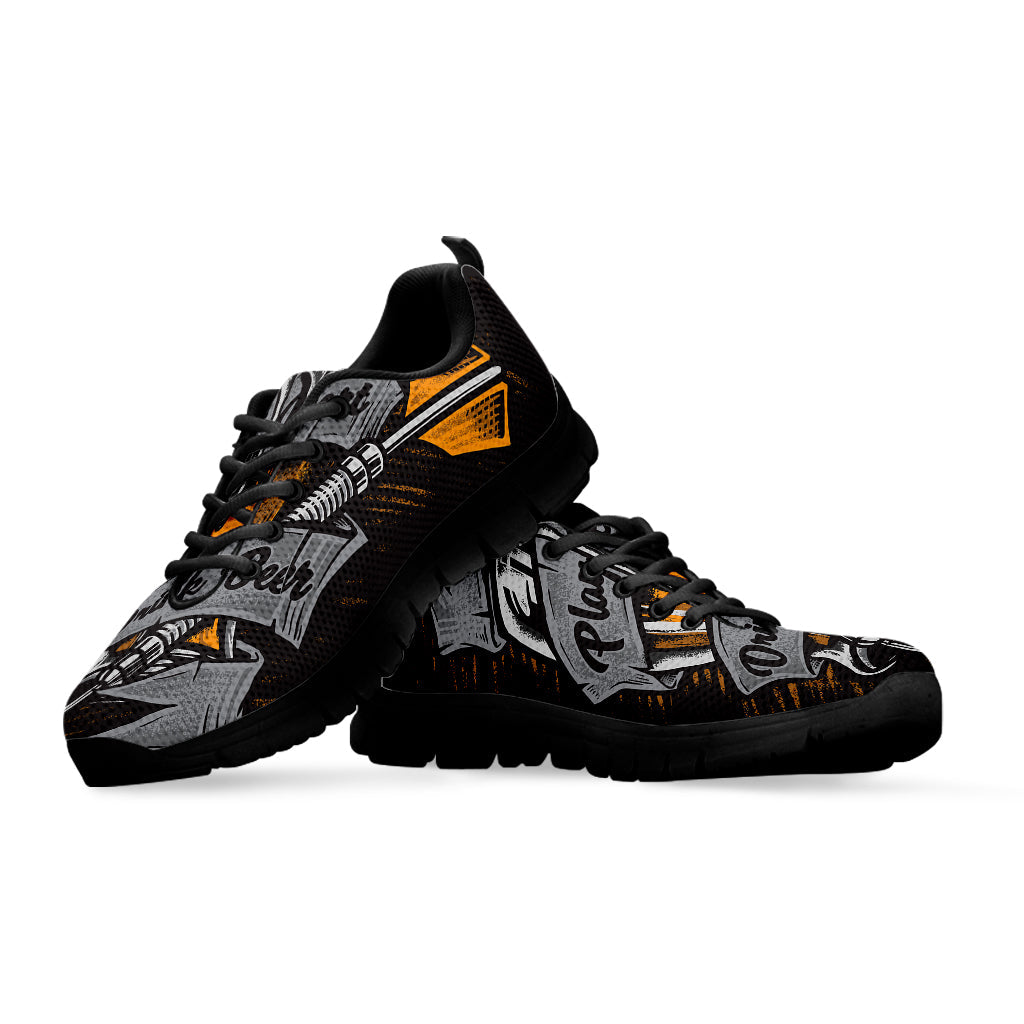 Play Dart Drink Beer Print Black Running Shoes
