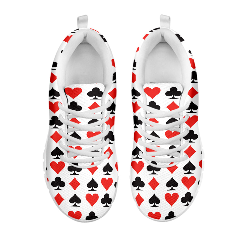 Playing Card Symbols Pattern Print White Running Shoes