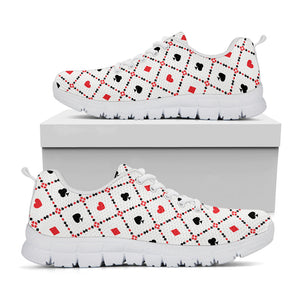 Poker Playing Card Suits Pattern Print White Running Shoes