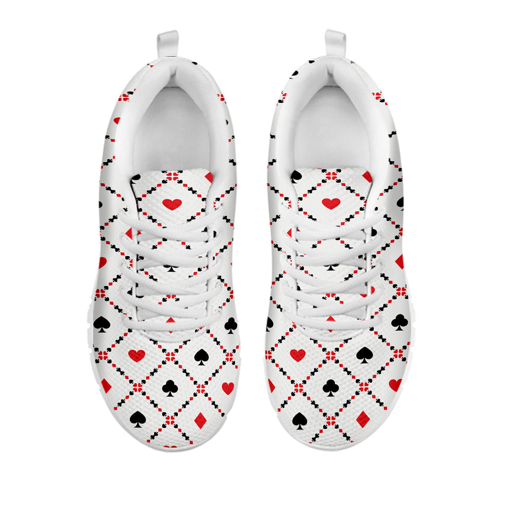 Poker Playing Card Suits Pattern Print White Running Shoes