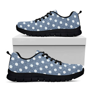 Polka Dot Denim Jeans Pattern Print Black Running Shoes