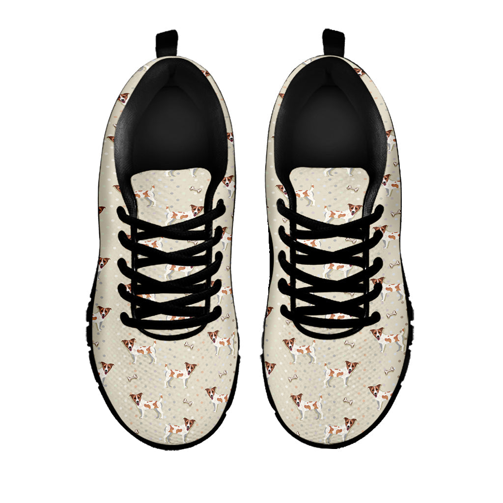 Polka Dot Jack Russell Terrier Print Black Running Shoes