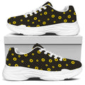 Polka Dot Sunflower Pattern Print White Chunky Shoes