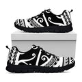 Polynesian Tribal Tattoo Pattern Print Black Running Shoes