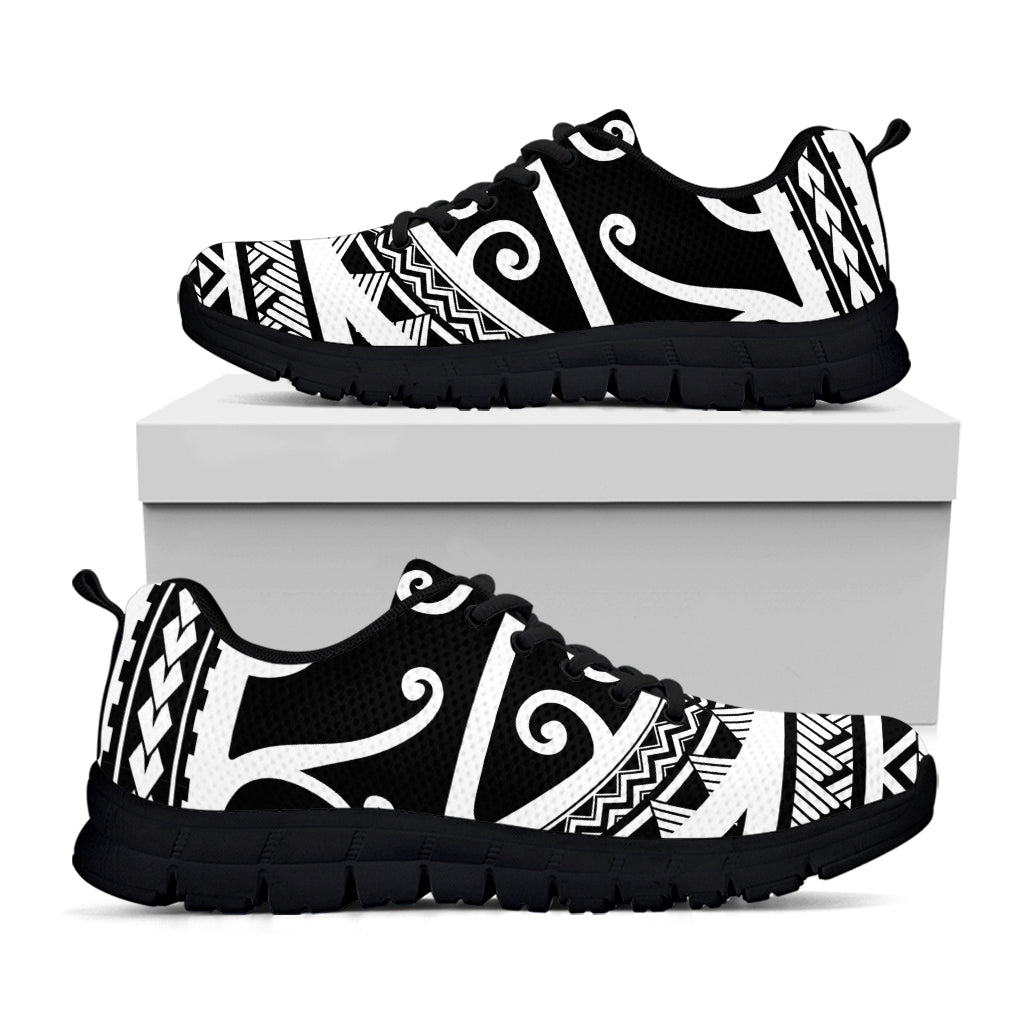 Polynesian Tribal Tattoo Pattern Print Black Running Shoes