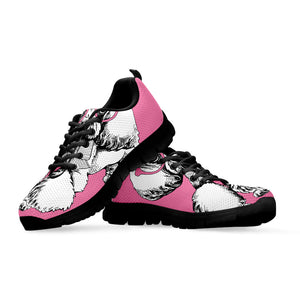Poodle With Glasses Print Black Running Shoes