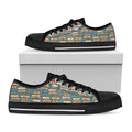 Pop Art Books Pattern Print Black Low Top Sneakers