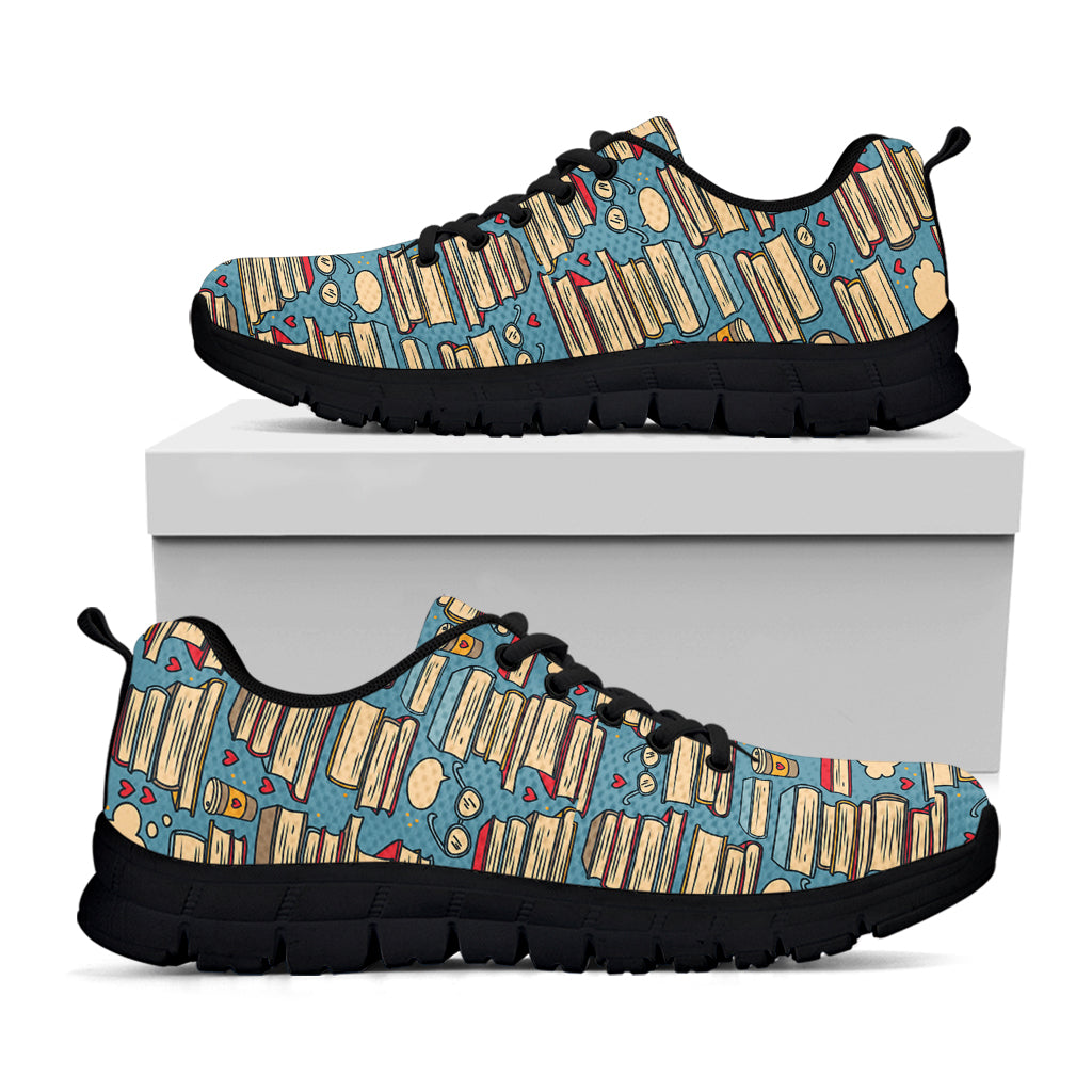 Pop Art Books Pattern Print Black Running Shoes