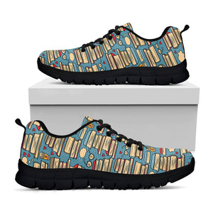 Pop Art Books Pattern Print Black Running Shoes