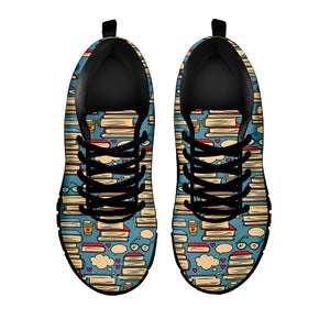 Pop Art Books Pattern Print Black Running Shoes