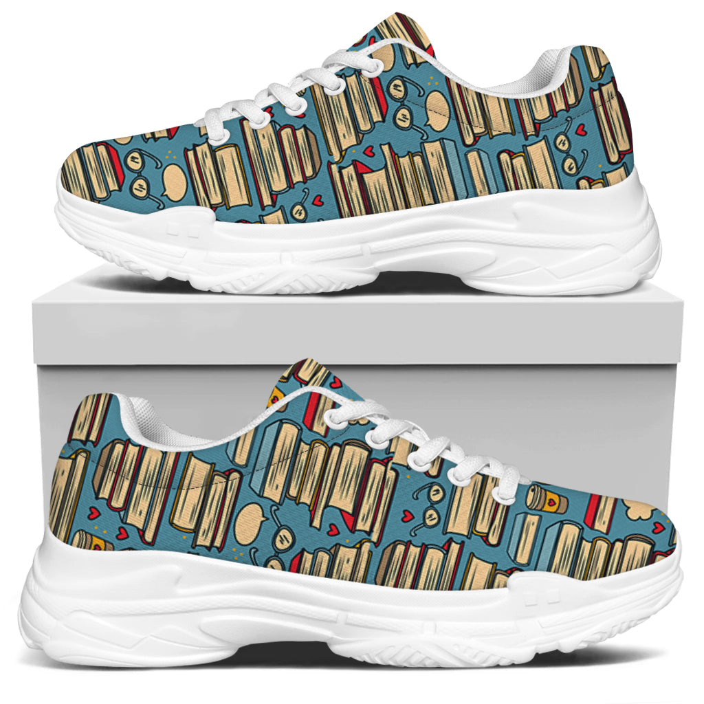 Pop Art Books Pattern Print White Chunky Shoes