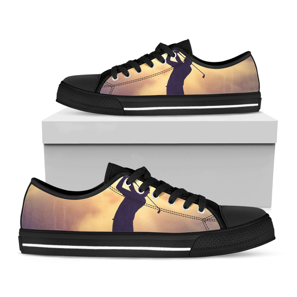 Pro Golf Swing Print Black Low Top Sneakers