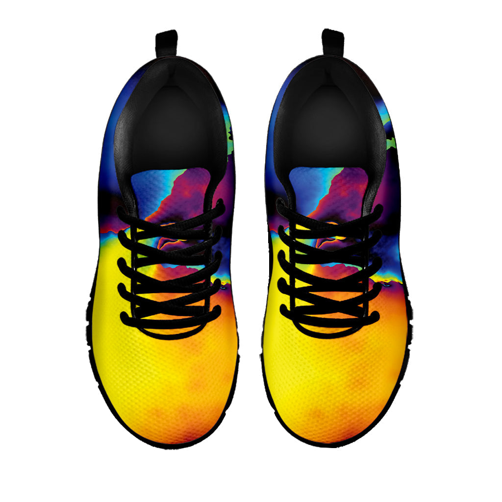 Psychedelic Acid Print Black Running Shoes