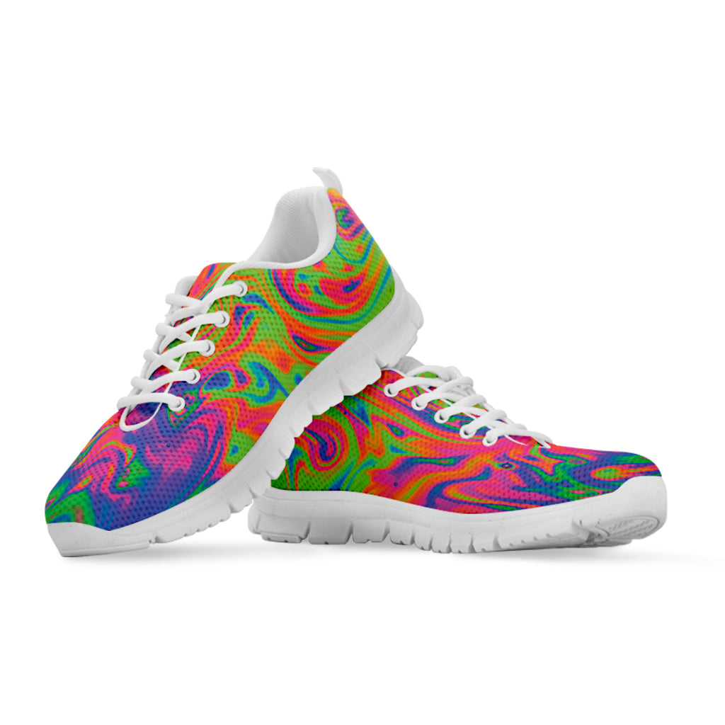 Psychedelic Bubble Print White Running Shoes