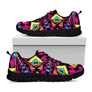 Psychedelic Ethnic Trippy Print Black Running Shoes